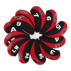 CAPUCHON - COUVRE CLUB SALALIS Couvre-tête en fer de Ensemble de couvre-chef de Club en fer de , 12 pièces, avec numéros rouges, convient à sport balle
