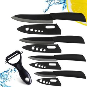 3 Pièces Set 3 Couteaux Céramique MULTICOULEURS Cuisine Professionnelle,  Couteau de Cuisine + Support