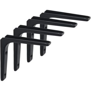 Équerre de Fixation pour Étagère Équerre Murale Charge Lourde 150x125mm Support Etagere Murale Noir avec Vis Équerre Étagère Murale en forme de L AvoDovA 2PCS Équerre Étagère