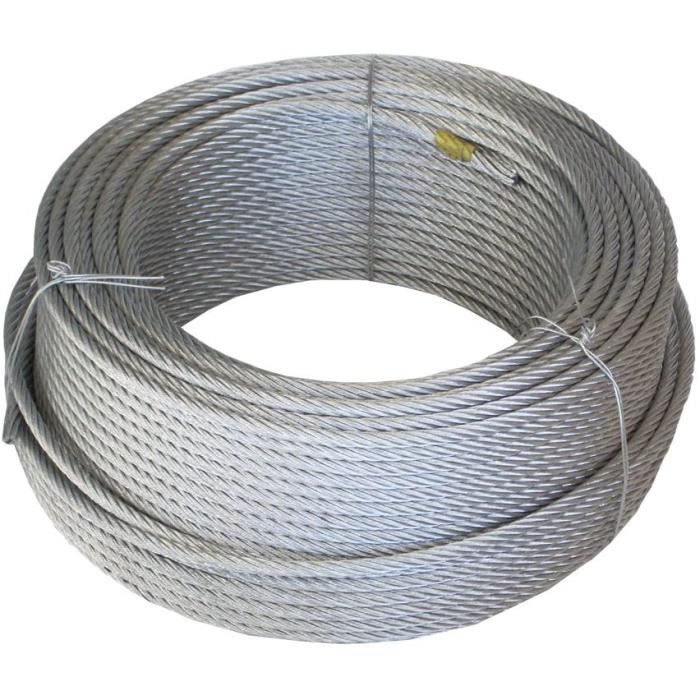 Bobine ou écheveau de 8 mètres de fil cable epais acier gaine de 1mm