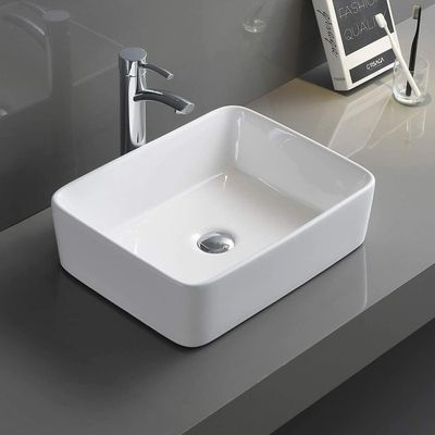 Lavabo Carré En Céramique Blanc – Vasque à Poser 390x390x140 Mm, Marque Ecd-germany, Neuf