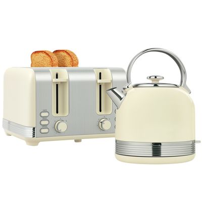 Pack Bouilloire Et Grille-pain 4 Tranches Swan Blanc - Ensemble Cuisine Coordonné