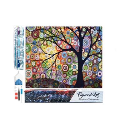 Figured'Art Diamond Painting Broderie Diamant 40x50cm Toile Entière Roulée avec Strass Perles Carrés - Chat et Fleur - Kit Complet Animaux 5D DIY Activité Manuelle Loisirs Créatifs Adultes