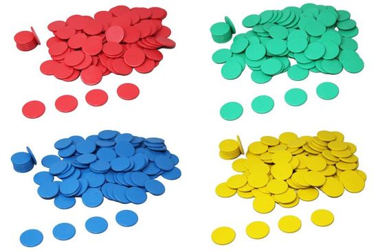 WISSNER Jetons Réversibles Rouge/bleu – 22 Pièces + 10 Signes Arithmétiques – RE-Plastic Recyclé – Apprentissage Mathématique Dès 3 Ans