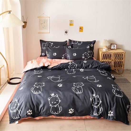 Ensemble de Literie 3D Rose Fleur Simple Grand Très Grand Taie d'Oreiller Housse de Couette