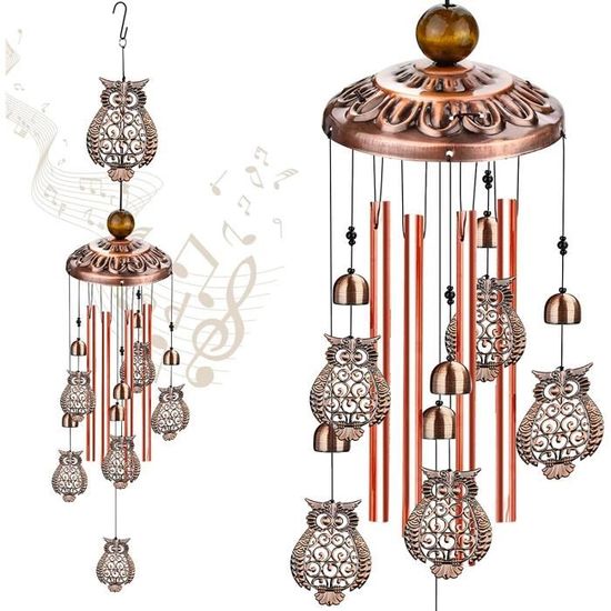 Carillon à Vent Porte-bonheur œil Bleu - Métal Alliage Cuivre - Décoration Extérieur/intérieur - Son Apaisant - 6