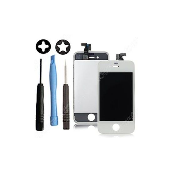 Kit écran Tactile LCD Complet Pour IPhone 4 Blanc + Housse De Protection
