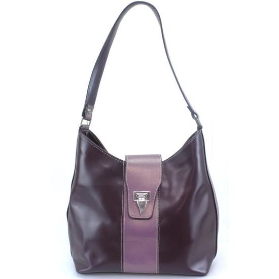 Sac Lancaster Marron Bandoulière Occasion - 23x26x7 Cm - Polyester - Fermeture Pression