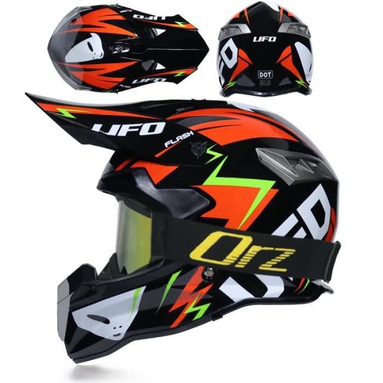 Woljay Casque Moto Motocross Tout-Terrain VTT Avec Lunettes Et Gants - Protection DOT