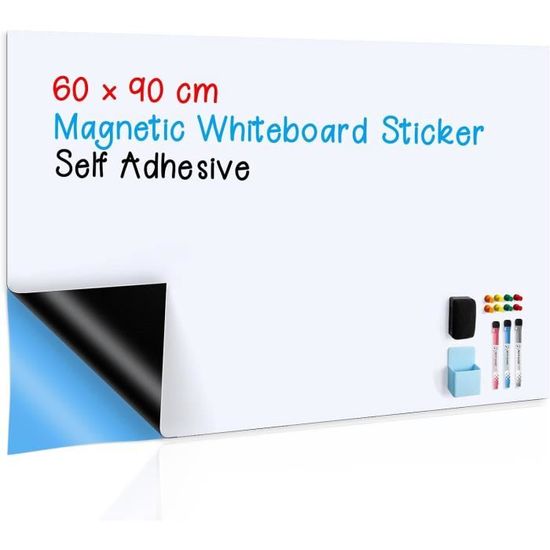 Tableau Blanc Sur Pied Mobile – 100x65 Cm, Hauteur Réglable, Surface Magnétique – Avec Marqueurs, Aimants, Gomme