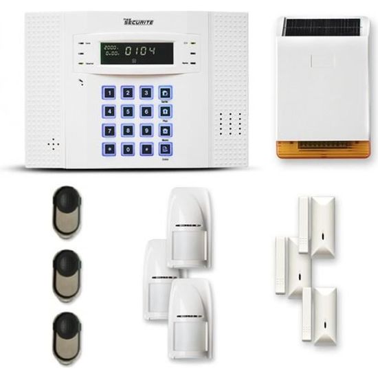 Alarme maison sans fil DNB 3 à 4 pièces mouvement + intrusion + sirène extérieure solaire - Compatible Box / GSM