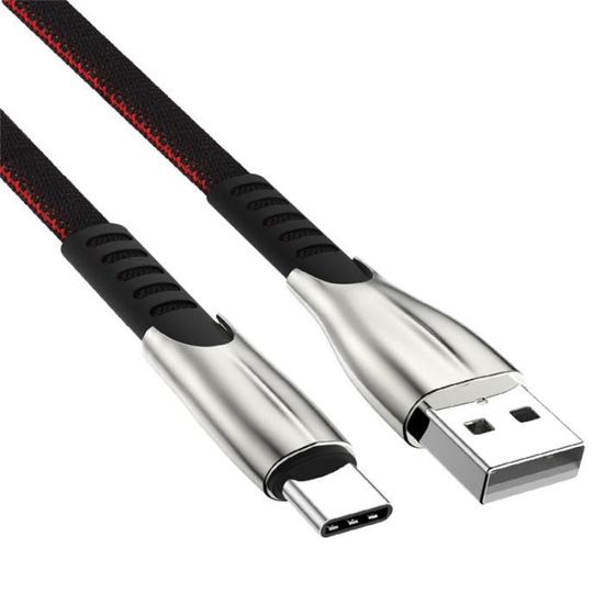 Câble Uslion USB C – 5A Recharge Rapide – 1m – Aluminium – Rouge/Bleu/Noir