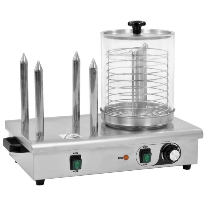Machine à Hot Dog Appareil à hot-dog avec 4 tiges Acier inoxydable 550 W-MEE