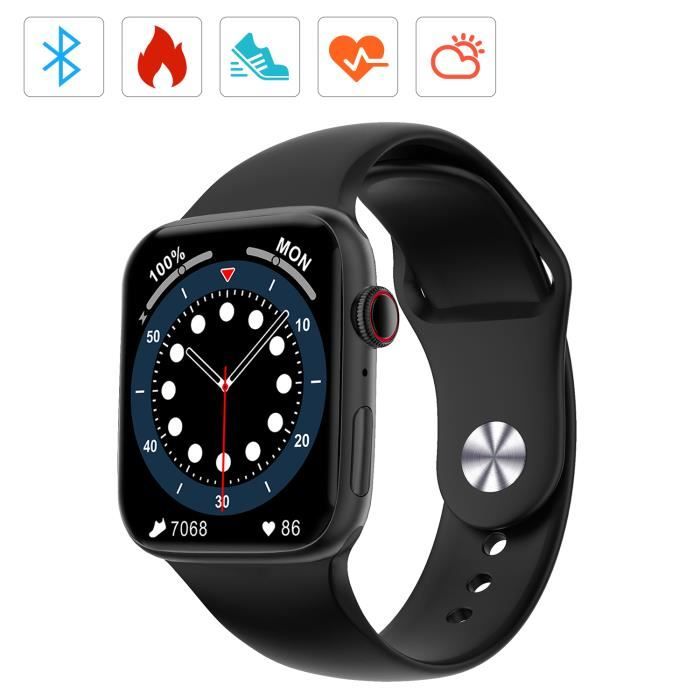 Montre Connectée Femmes Homme, 1.72 pouces bracelet Intelligent Smartwatch Moniteur de Sommeil Fitness Tracker -Noir