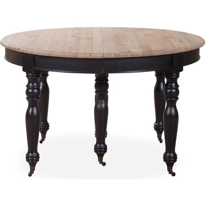 Table ronde extensible en bois massif LAVANDOU Noir