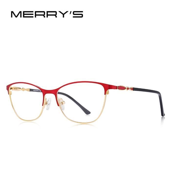 Montures de Lunettes de vue,MERRYS lunettes yeux de chat femme DESIGN tendance, lunettes à monture complète pour - Type C02 Red
