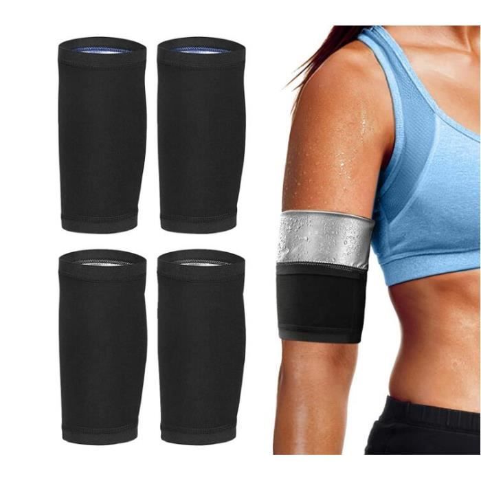 4pcs Brassards de Sudation Bandes de Bras Amincissantes pour Hommes Femmes Augmentation de Sueur Gaine Bras Manchon de Bras