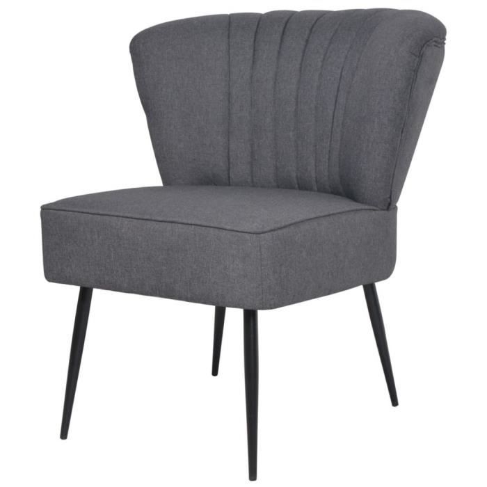 Fauteuil Cocktail Chaise Salon Vintage Gris foncé Tissu 64 x 73 x 81 cm-3810
