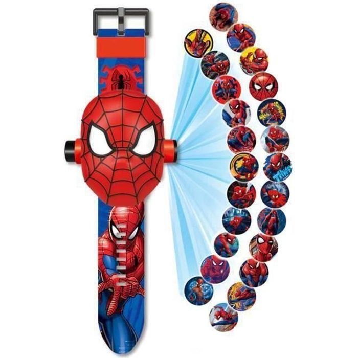 Montre Spiderman projecteur de 24 Figurines Super héros, Spider-Man Montre electronique Enfant garçon, Projection Spiderman Joue