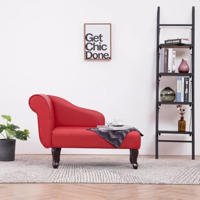 KING'4261Parfait Chaise longue Méridienne Scandinave & Confort - Chaise de Relaxation Fauteuil de massage Relax Massant Rouge Simili