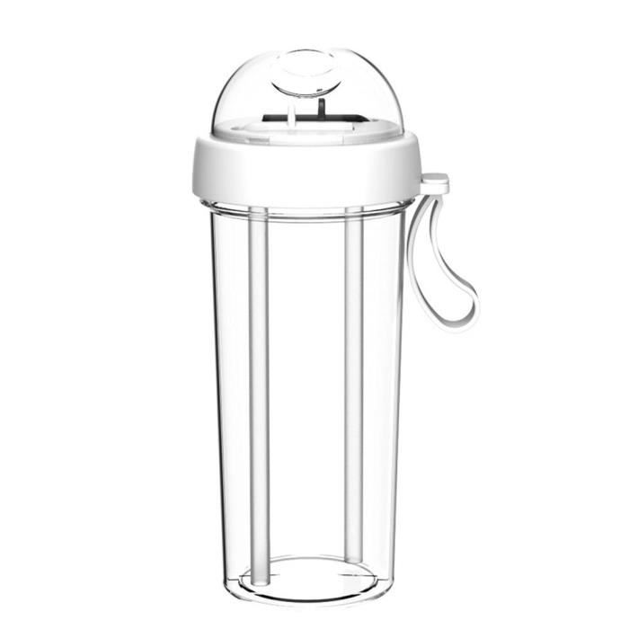 Gourde - Bouteille isotherme,Double paille Portable 420-600ml,bouteille d'eau et de boisson séparée,cadeau pour - Type White 420ml-A