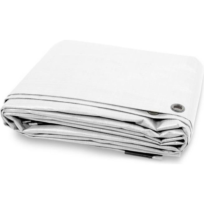 Bache de Protection - Blanc 3x5 m - Bache Imperméable avec œillet - Densité 140g Résistante Eau & UV