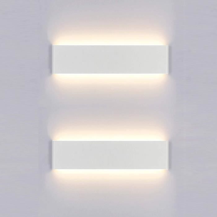 2x Applique Murale Interieur LED 30CM Lampe Murale Blanc Chaud 12W Luminaire Mural Moderne AC 220V p