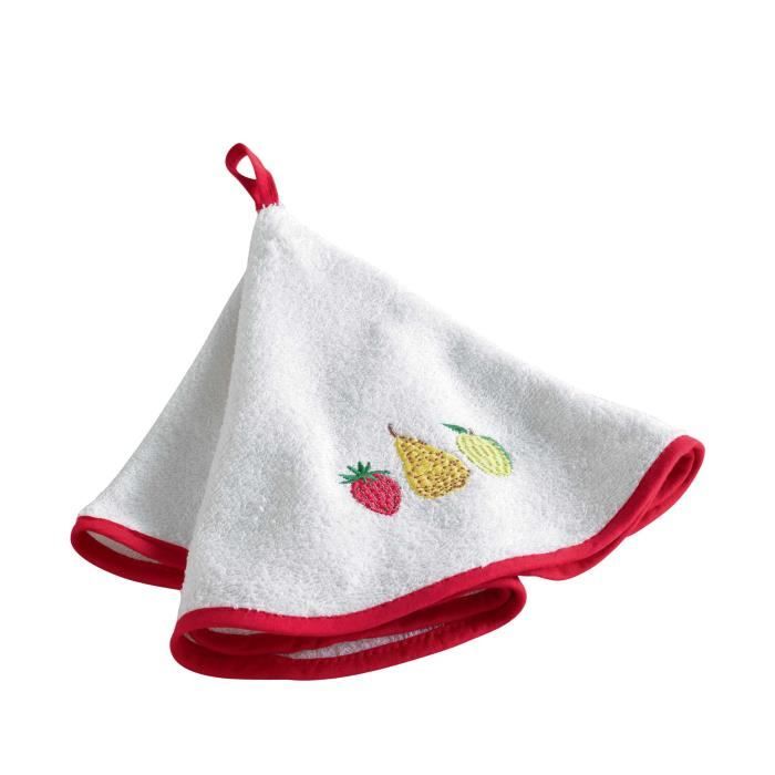 CDaffaires Essuie-main rond (0) 60 cm eponge brodee charlotine Rouge