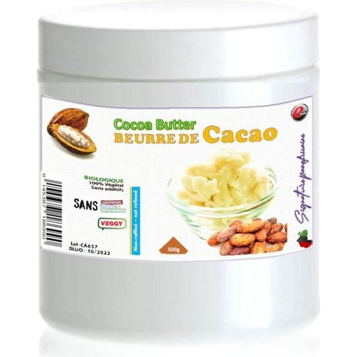 Beurre de cacao - non raffiné - 100 % pur et naturel - signature panafricaine - 500g
