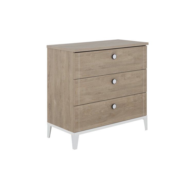 COMMODE 3 TIROIRS - NATUREL L:95 H:91 P:46 - Décor Chêne blond - MARCEL - Made in France