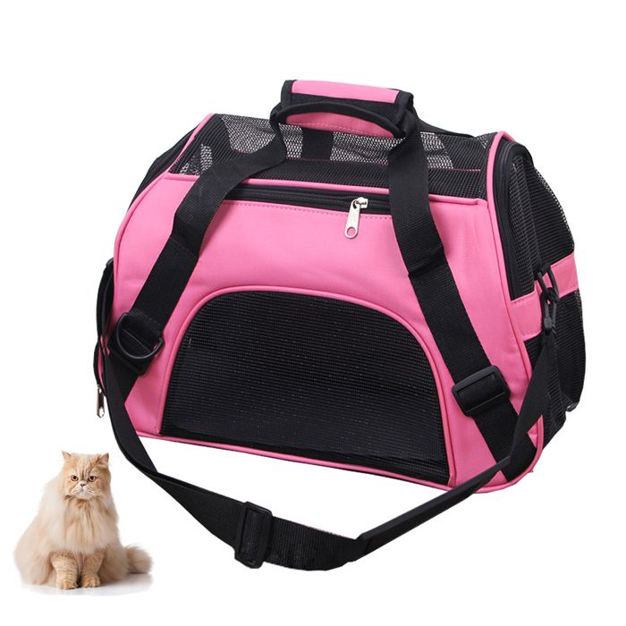 Sac de transport animaux de voyage - à main/l’épaule respirant en tissu imperméable pour chien/chat jusqu’à 5 kg - Rose