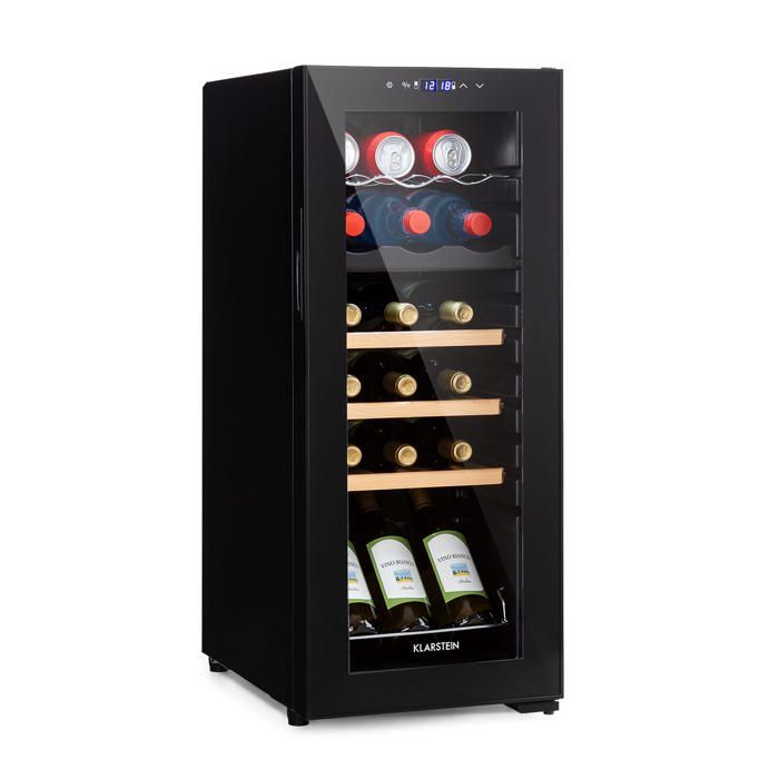 Klarstein Cave à vin Bodega 18 Duo+ - à deux zones - 50 L - 18 bouteilles - Porte vitrée