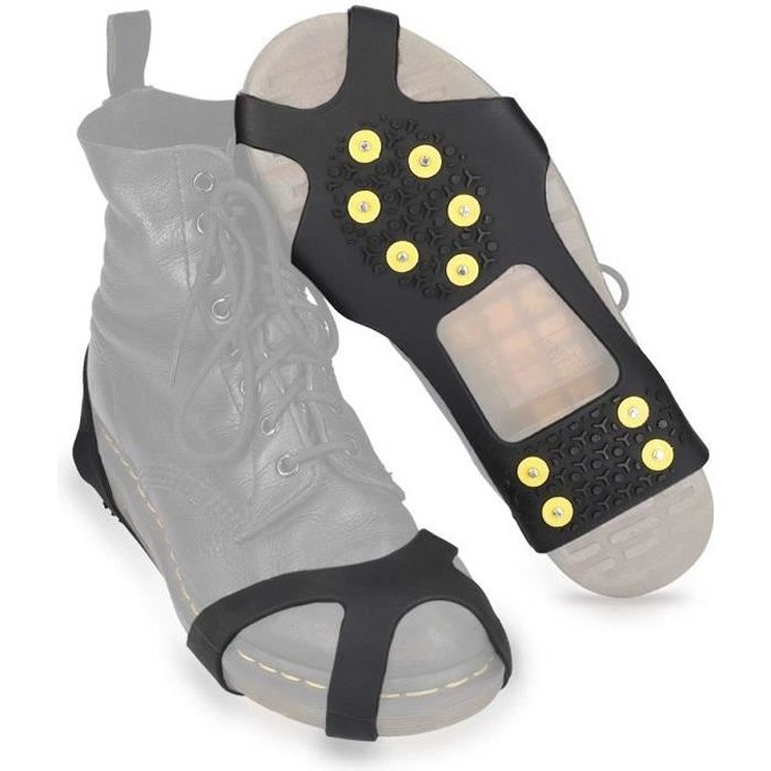 Letouch Crampon Neige pour Chaussure antidérapant en Silicone avec 10 Pointes en Acier - Ski Glace verglas randonnée - M(EU37-40)