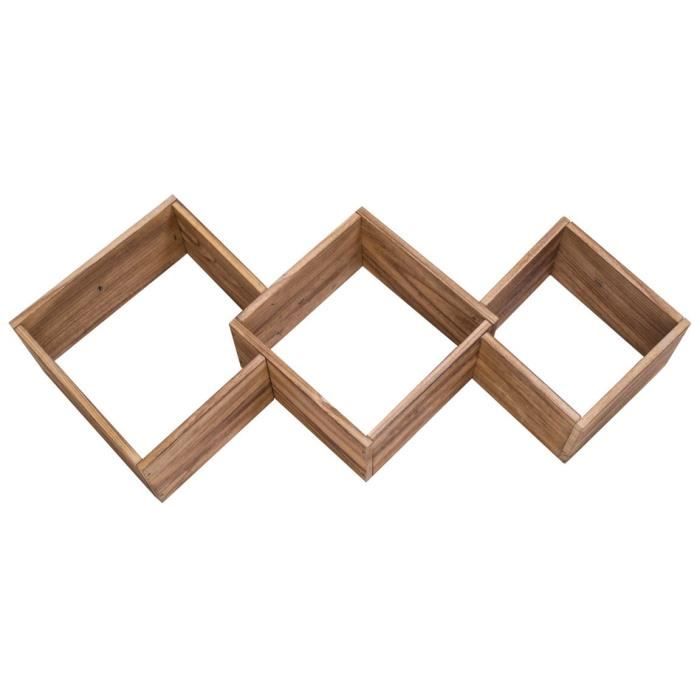 Mobili Rebecca® Etageres Murale Carre Bois Clair Design Contemporain Salon Entree