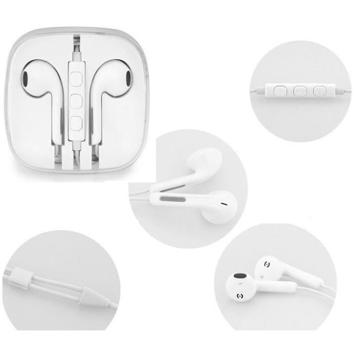 kit pieton + ecouteur + micro ozzzo blanc pour apple iphone 6 6s