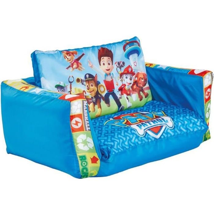 Canapé lit Gonflable Enfant Pat Patrouille en Polytser, Coloris bleu - Dim : 26 x 68 x 105 cm