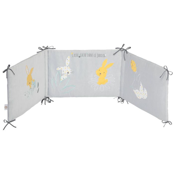BABYCALIN Tour de lit adaptable Lapin cache-cache 40x180cm lacet