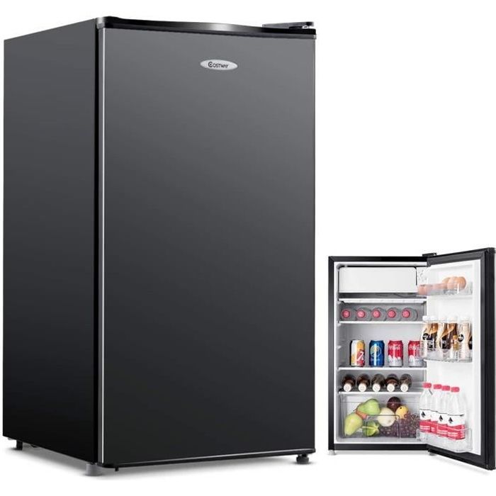 RELAX4LIFE Réfrigérateur 1 Porte 91L avec Thermostat à 7 Niveaux et Faible Bruit, Porte Réversible et Pieds Réglables, Noir
