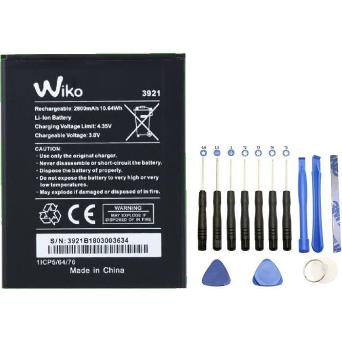 Batterie 3921 pour Wiko Lenny 5 + Kit outils 13 pièces