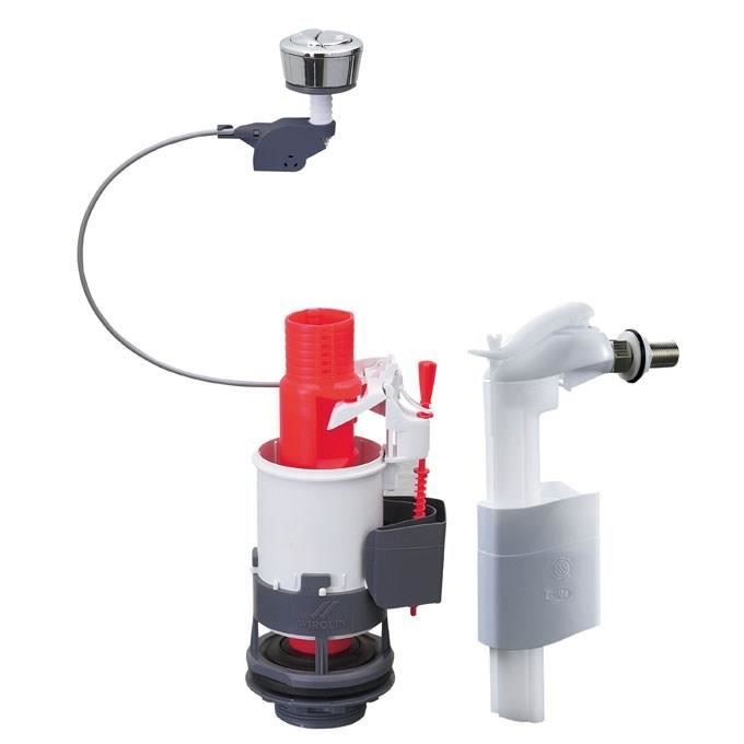 WIRQUIN Mécanisme de WC MW² - Economiseur d'eau à câble double boutons-poussoirs + Robinet flotteur latéral F90