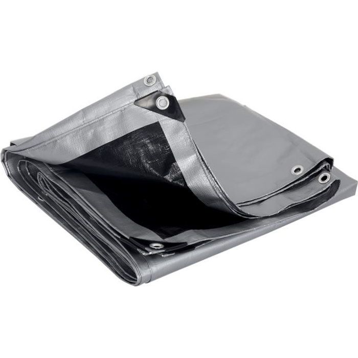 WOLTU Bâche de protection en polyéthylène, Bâche étanche et indéchirable, 180 g-m2, 3x4 m, Gris-noir