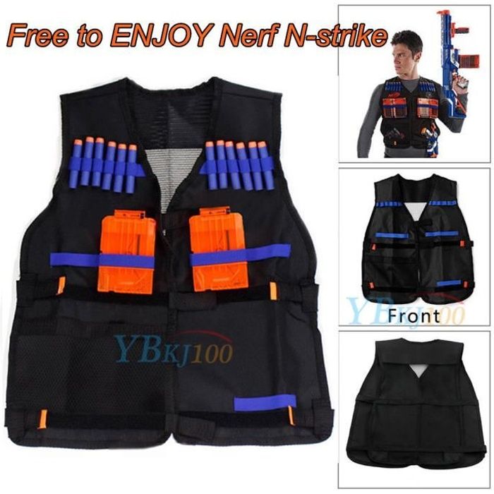 Gilet réglable noir Nerf N Strike - compartiments à fléchettes