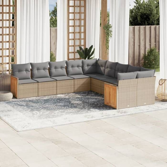 vidaXL Salon de jardin avec coussins 10 pcs - vue 2