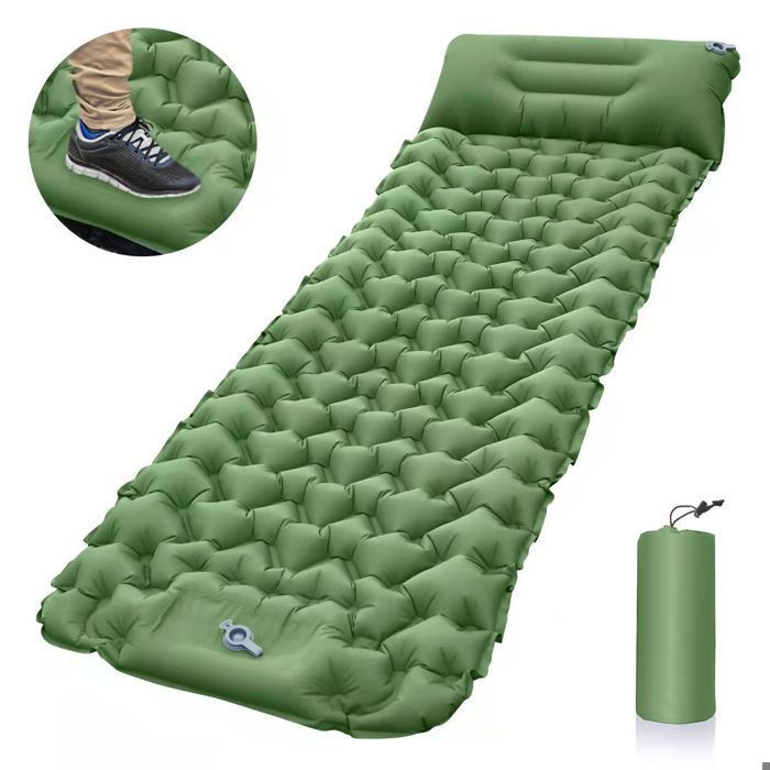 matelas gonflable 1 place,matelas de camping,tapis de couchage ultraléger avec pompe à pied et oreiller,résistant à l'eau
