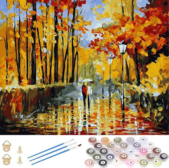 feelive Peinture par Numéro pour Adulte, Réseau de Pêche aux Rêves Kit de Peinture à l'huile sur Toile Bricolage pour Enfant Débutants Avec Pinceau Pigment Acrylique 30x40cm