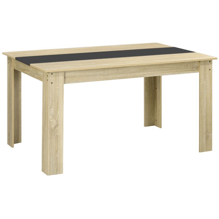 Table de salle à manger HOMCOM pour 6 personnes en bois aspect naturel et noir dim. 140L x 90l x 75H cm