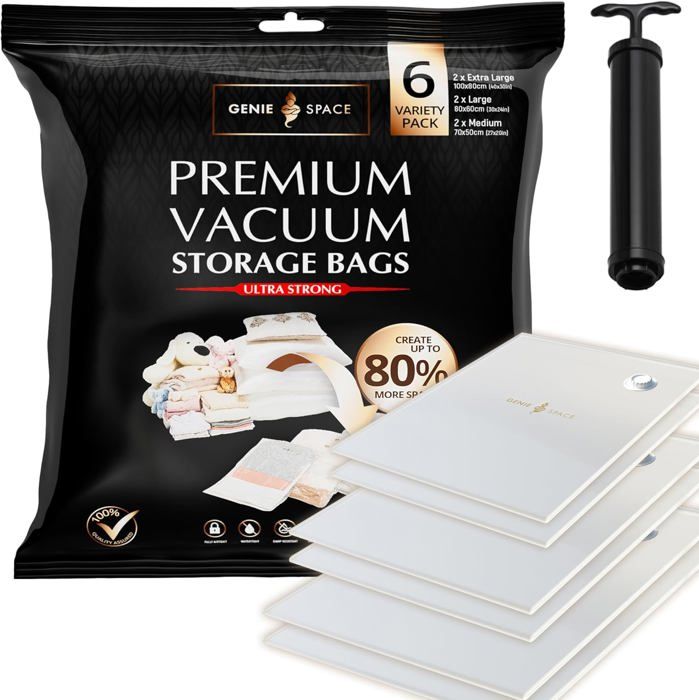 Sacs de Rangement Extra Larges Sous Vide 4 Pack Géants [130x100cm] pour Vêtements,Couettes/Literie (4 pièces (XL)) | Leroy Merlin