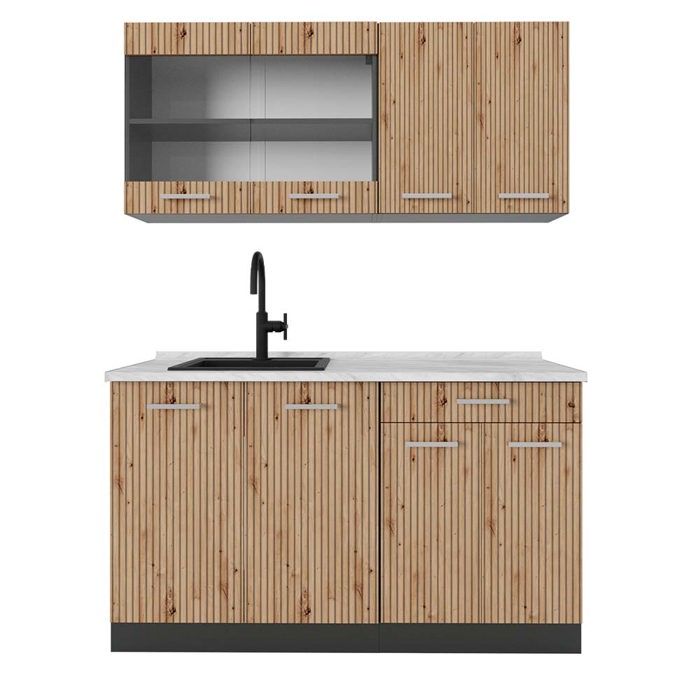 Kitchenette Cuisine intégrée R-Line Style rustique blanc anthracite Vicco