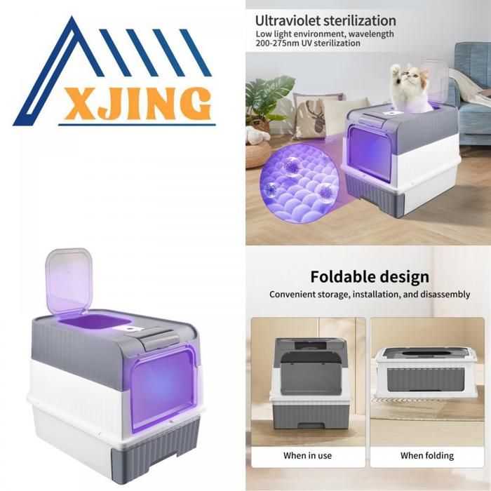 Meilleurs prix pour XJING Bac à litière pour chat pliable  facile à assembler à démonter et à nettoyer avec tiroir coulissant