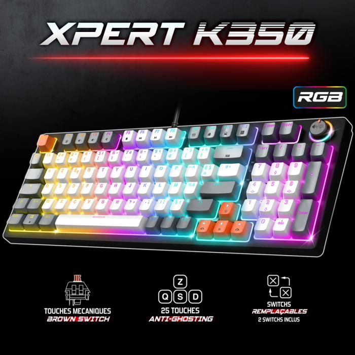 Clavier Gamer Spirit of Gamer Xpert K350 – Mécanique AZERTY Rétroéclairé RGB - vue 5